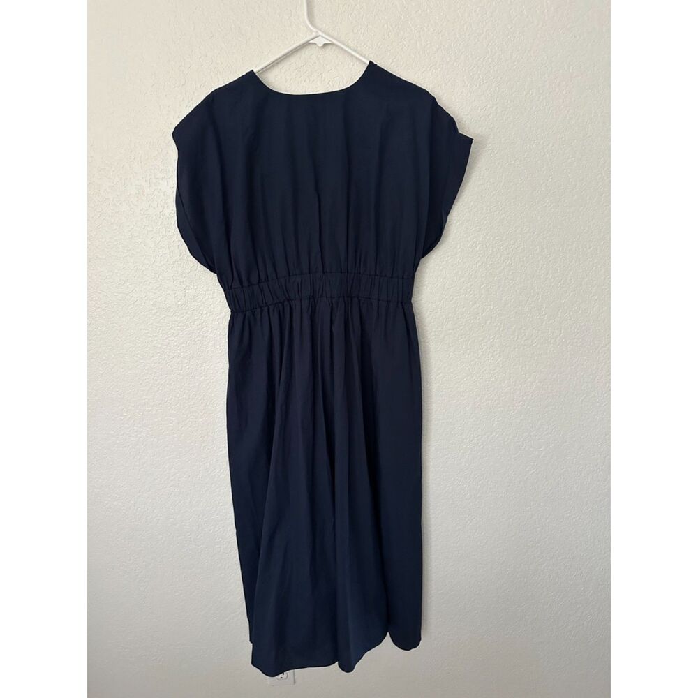 Abercrombie & Fitch Navy Poplin Twist Waist Midi Dress Size Large - Picture 7 of 11